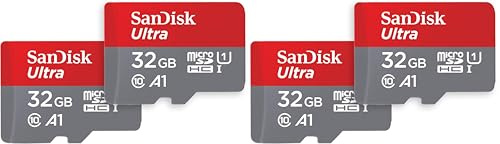 SanDisk Ultra 32 GB microSDHC Memory Card + SD Adapter with A1 App Performance Up to 120 MB/s, Class 10, U1 (Twin Pack) (Pack of 2)