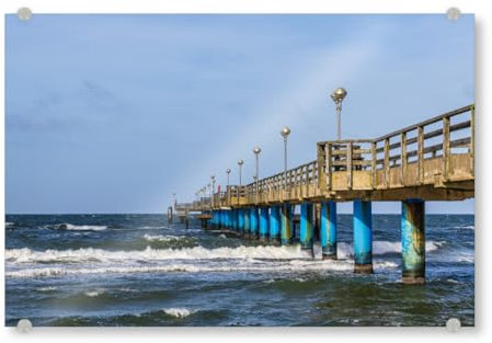artboxONE Acrylglasbild 30x20 cm Natur Meer, Wellen, Seebrücke - Bild ostsee bauwerk Graal müritz