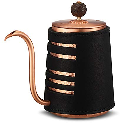 OQHAIR Kaffeekessel für den Haushalt, handgebrühte Kaffeekanne mit Griff, roter Kupfertopf ohne Griff, handgefertigte Herdkessel (Farbe: Schwarz, Größe: Einheitsgröße) (Schwarz, Einheitsg
