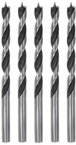 sourcing map 5pcs Brad Point Drill Bits 5mm Precise Cutting with Brad Point Tip for Woods