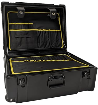 Challenger Titan Rotomoulded Tool Case, Wheeled, Padlockable | Rotomoulded tool case with 2 organiser inserts, extendable handle and wheels, ideal for power tools and workshop storage.