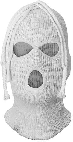 Manufaktur13 Dread Balaclava - 3-Loch Sturmmaske mit Dreadlocks, Sturmhaube mit Haare, Skimaske in versch. Farben, Multifunktionsmaske, elastisch/dehnbar, gestrickt