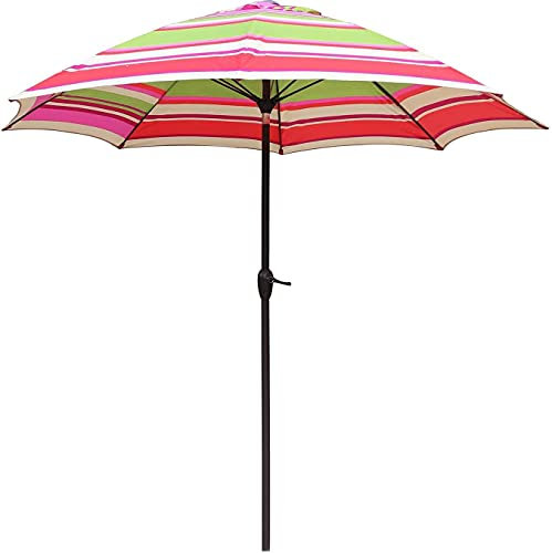 ISCBAFYX Parasol Garden Patio Umbrella Outdoor Patio Parasol Striped Patio Umbrella,Beach Umbrella,Ventilation/Tilt/Crank/8 Ribs,Outdoor Patio Umbrella For Backyard/Garden
