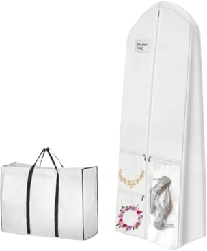 Anlising Porta Abito da Sposa, Borsa Porta Abiti Lungo, Traspirante Custodia Porta Abiti, Custodie per Abiti Lunghi, Copriabiti Antipolvere per Abiti da Sera, per Abiti da Sposa, Abiti (Bianco)