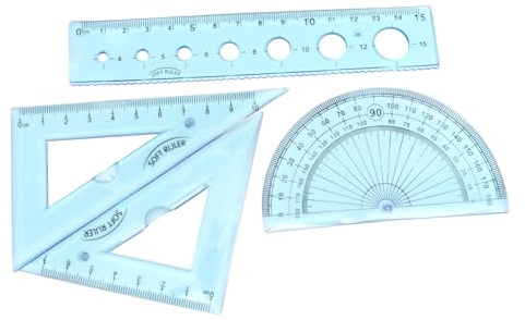 Reglas Escolares Flexibles Transparentes de 15cm Juego de 4 Onduladas | Escala Clara y Diseño Plegable, Tamaño Pequeño Fácil de Transportar, Material Plástico para Artistas, Ingenieros, Docentes