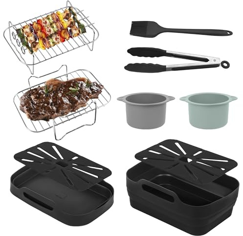 Ninja Foodi Foldable Silicone Liners for Flexdrawer Dual Air Fryer AF500UK - Compatible with Cosori 10L and Ninja 9.5L AF400UK AF451UK (10 PCS)