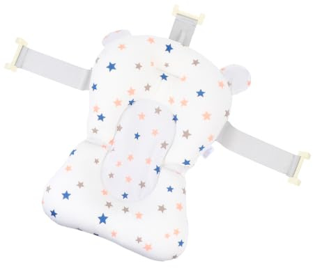 Babybadewannenkissen Weiß, Schwimmender Sitz mit Verstellbarer Schnalle | Baumwollgewebe mit Mesh und Polylon Partikeln, für Badezeit und Babypflege, für Babys und Kleinkinder