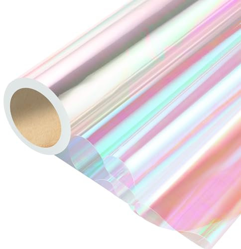 woric Irisierende Folie, 43cmx25m Regenbogen Cellophan Rolle Geschenkfolie Farbig Blumenfolie Verpackungsfolie für Geschenke Blumenstrauß Geschenkkorb Weihnachten