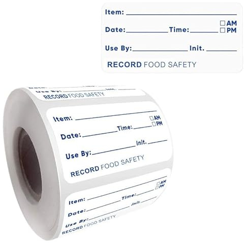 500 pcs Etiquetas Adhesivas con Fecha para Comida, Etiquetas de Congelador en Rollo Adhesivas de 25 x 50 mm con Tarjeta del Producto y Fecha