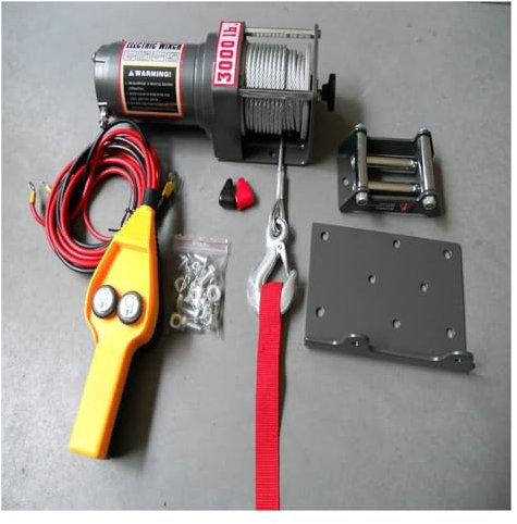 Verricello elettrico portatile da 1360 kg per trattore fuoristrada, argano 3 in 1, veloce e piccolo, ideale per progetti fai da te e attività all'aperto