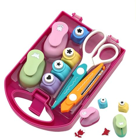 Locher Bastelset, Papierstanzer Motivstanzer Set Mit Schere Motivstanzer Stanzer Set Kreatives Stanzer Set, Schreibwaren Für Kinder Bastelliebhaber Scrapbook Fotoalbum Handwerk