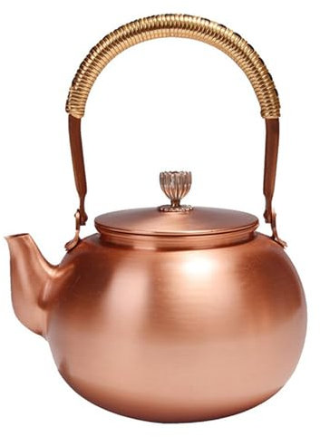 Copper Tea Kettle, 1.5L Copper Kettle with Non Slip Handle, Handmade Solid Copper Tea Pot, Vintage Copper Tea Teapot Kettle Stovetop Small Teapot Tea Maker Water Kettle