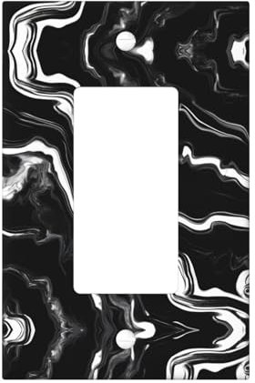 Tapa de enchufe con impresión de mármol blanco y negro, 1 placa de pared de tamaño estándar, cubierta doble de policarbonato
