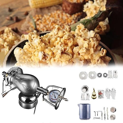 High Pressure Popcorn Maker, Chinese Traditional Old-Fashioned Pop Corn Machine Hand Popcorn Machine, Stainless Steel Mini Popcorn Machine