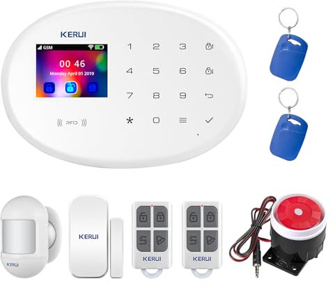 Sistema de Alarma 4G gsm WiFi, Compatible con Control Remoto, Kit de Seguridad para el Hogar con Smart Life App, Sistema Antirrobo Inalámbrico 110dB, Compatible con Alexa, Google Home 8 Piezas