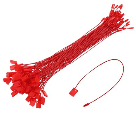QUARKZMAN 500 Stück Nylon Hang Tag String 6,7 Zoll Snap Lock Pins Loop Preisschild Befestiger Plastik Tags Bänder Tag Tags für Kleidung String Tags Tags mit Schnur Rot
