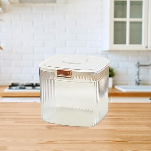 Contenedor de almacenamiento de alimentos para mascotas con tapa de gran capacidad para perros y croquetas, sellado hermético para alimentos secos JFb759 (blanco, 27 x 27 x 23 cm)