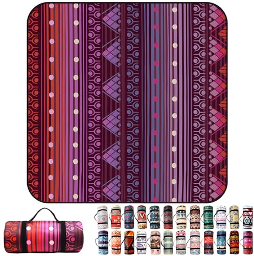 QIAQ 300 x 300 cm Picknickdecke, unten wasserdicht, Strand-Picknickmatte, extra groß, Bohemian, faltbar, maschinenwaschbar, für Outdoor, Picknick, Garten, Strand, Camping