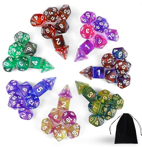Set di 49 dadi poliedrici, dadi in poliedro con doppio colore per dungeons & Dragons RPG MTG DND gioco di carte da tavolo dadi D4 D8 D10 D12 D20