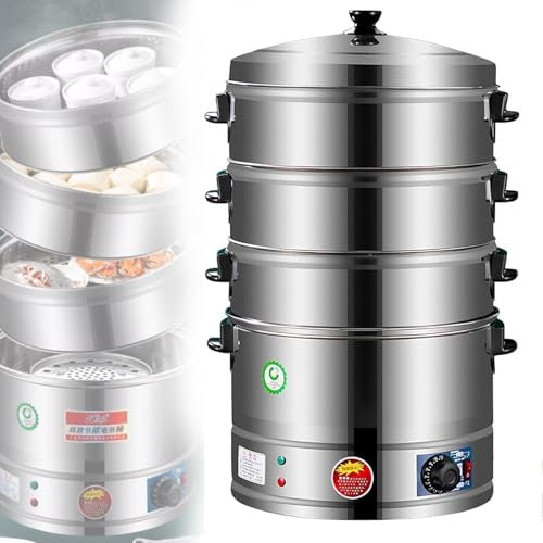 QYLTTDM Vaporiera Multifunzione, 3 Ripiani Impilabili E Rimovibili, Riscaldamento Automatico Controllato, 40/47/52 Cm, Base Rimovibile, Protezione Contro La Cottura a Secco, per Una Cottura a Vapore