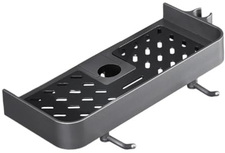 OUNONA Mensola Per Asta Doccia Regolabile in Altezza Portaoggetti Da Toeletta in Plastica Antigoccia Per Bagno Supporto Scorrevole Per Barra Doccia Grigio Scuro
