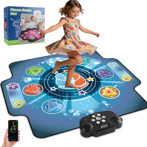 BulaBe Upgraded Dance Mat for Kids with Wireless Bluetooth, 5 Game Modes, LED Lights,Electronic Music Game Dance pad Floor Toys for Girls Boys Birthday Gifts Ages Toddlers 3-5 4-8 8-12 Year Old