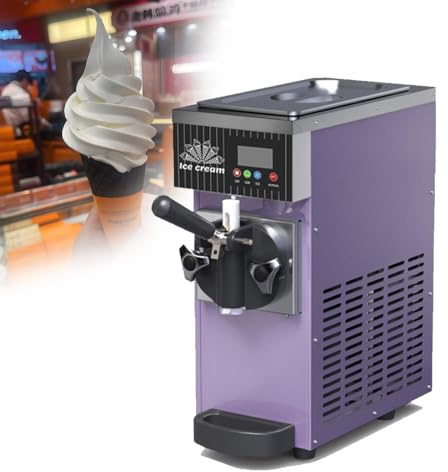 Macchina per Gelato Soft,Resa 4-8 Kg/H,Macchina per Gelato Commerciale 450 W/750 W Con Erogatori a Tramoggia 3,5 L,Pre-Raffreddamento Automatico,Yogurtiera per Ristorante,Purple-750W