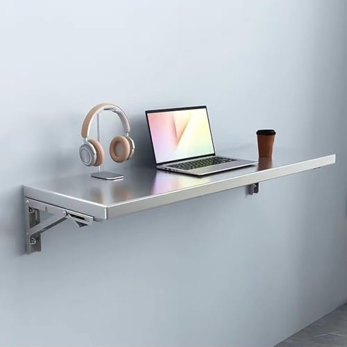 GSKDZG Wandklapptisch, Computertisch Aus Edelstahl Klapptisch Mit Halterungen Wandtisch, Schwimmender Schreibtisch Für Kleine Räume, Küchentisch, Esstisch(60x50cm)