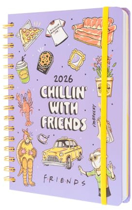 Grupo Erik Agenda 2026 Semana Vista A5 Friends - Agenda semanal Anual Con Anillas - Incluye Pegatinas, Marcapáginas, Ilustraciones y Planificador mensual