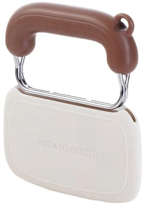 YUVKIN Cortador de Ondas, Cuchillo para Patatas Fritas con Forma Ondulada, Con Correa para Colgar y Funda Protectora, Acero Inoxidable para Patatas, Frutas, Verduras y Mantequilla (marrón)