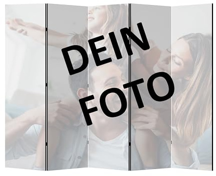 LUMASOUL Paravent doppelseitiger - Personalisierter Paravent Raumteiler Innen mit Ihrem Motiv - Glamourös Raumtrenner - 225x172 cm
