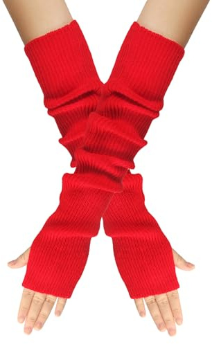B-HOT Manicotti in maglia con foro per il pollice, guanti lunghi senza dita, guanti elastici per donne, jogging, ciclismo, sci, digitazione in ufficio