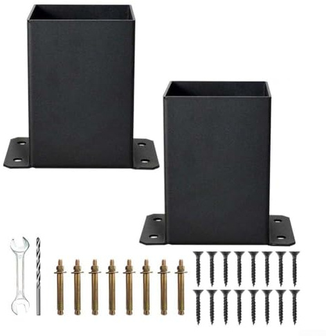 Lastdaytime Kit de protection de poteau d'ancrage en fer pour sécuriser la boîte aux lettres, la clôture et les poteaux d'escalier en bois avec matériau en fer pour une stabilité extérieure fiable