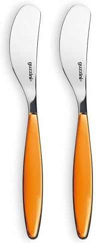 Guzzini, Couteau Tartineur Bicolore, 16 cm, Orange transparent (Lot de 2)