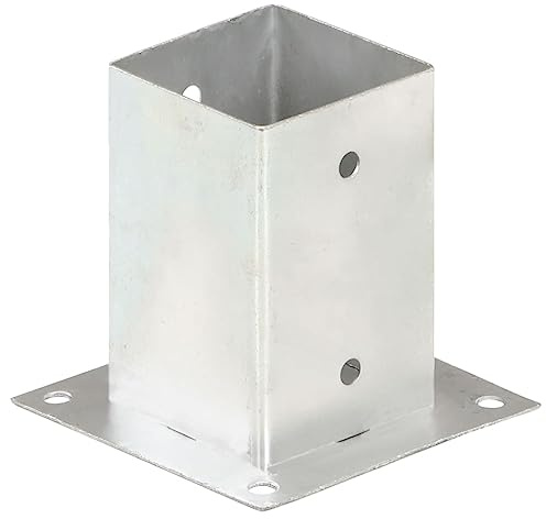 Genérico Anclajes para Postes 4 Unidades Metal galvanizados 91 mm,Bricolaje,Vallas de jardín,Postes de Cerca,145449