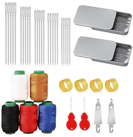 121 Stück Hochwertige Nähnadelset mit großem Öhr – Langlebige Sticknadeln ideal für Handarbeit, tägliche Reparaturen, Lederherstellung und Bastelarbeiten