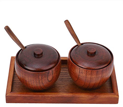 RASTKY Set di Contenitori per Spezie in Legno di Alta qualità Scatola per Spezie Facile da Pulire per, Adatto per Saliera, Set di Contenitori per in Legno Atossico per Ristorante, Saliera in Stile