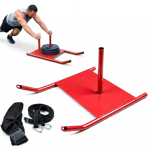 AI SPORTS Pull Training Speed Sled – Heavy Duty Steel Drag Sled with Adjustable Harness for Sprint Resistance, Agility, Strength & Conditioning Workouts
