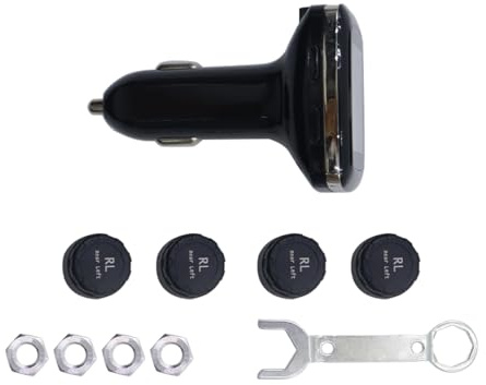 Qury 12V ABS Auto TPMS Reifendrucküberwachungssystem Zigarettenanzünder, Reifendrucküberwachungssystem, mit 4 externen Sensoren