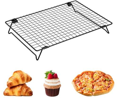WhizNook Abkühlgitter Edelstahl, 34cm Rechteckig Auskühlgitter | Kuchenrost Abkühlkitter, Abtropfgitter Backen, Backgitter zum Abkühlen, Kuchengitter Abkühlgitter für Backen Kühlen