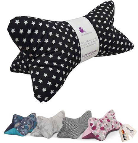 Leseknochen Nackenkissen Handmade in D, waschbar (Sternchen Schwarz)