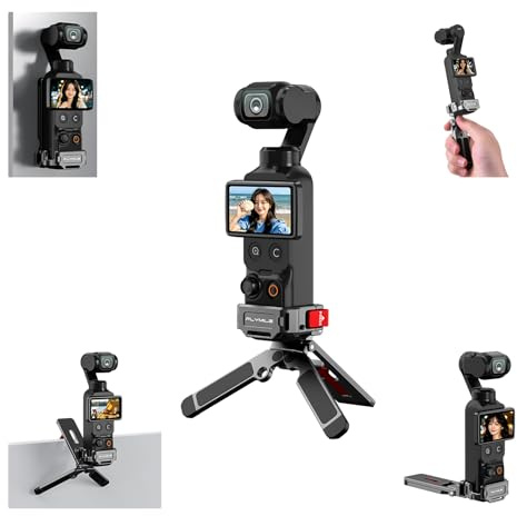Flymile Pocket 4/3 Support magnétique pour mini trépied, pince en métal avec crochet Mantis, Cold Shoe et trou de vis 1/4, adaptateur d'extension pour DJI Osmo