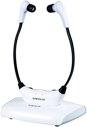 SIMOLIO Funkkopfhörer für Fernseher Kabellos, Gehörschützende TV Kopfhörer für Senioren mit Mikrofon & Ladestation, Kompatibel mit RCA, 3.5mm AUX Verbindung, SM-823 Pro