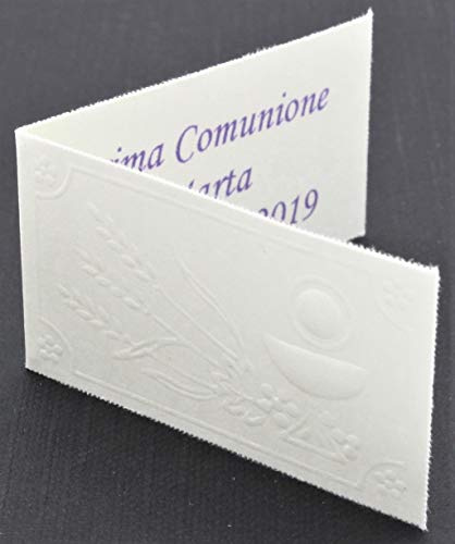 LE GEMME DI VENEZIA Tarjetas para bombonera de primera comunión con cáliz en relieve, impresión personalizada a color (30 unidades)