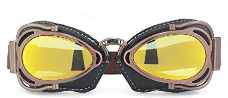 Heinmo Vintage Retro Pilotenbrille für Motorrad Cruiser Scooter Biker Racing (gelb)