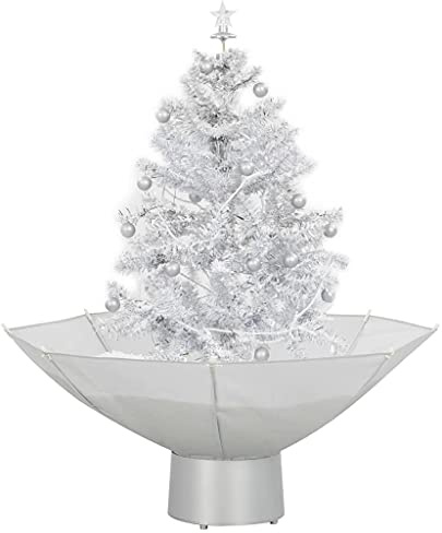 vidaXL Schneiender Weihnachtsbaum mit Schirmfuß Schneefall Kugeln LED-Lampen Tannenbaum Christbaum Kunstbaum Dekobaum Schnee Weiß 75cm