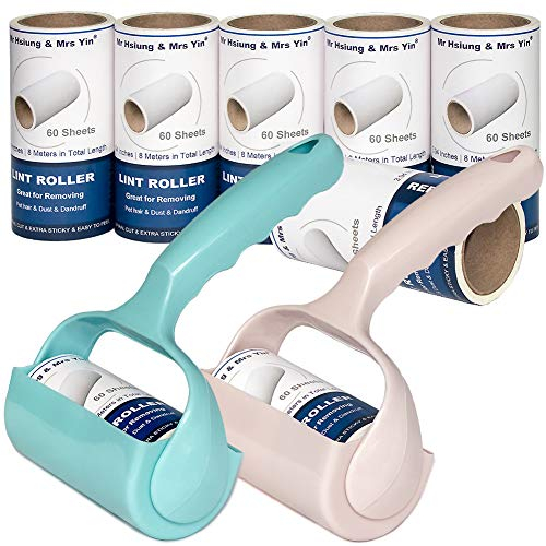 480 Sheets Lint Roller for Clothes & Pet Hair – 8 Packs Extra Sticky Roller, Dog Hair Remover, Lint Remover Brush – Value Pack with 2 Rollers + 8 Refills