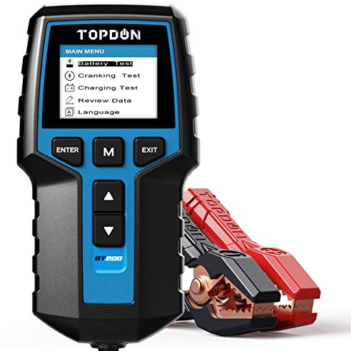TOPDON Car Battery Tester BT200-A, 12V/24V Battery Tester 100-2000CCA, with Battery Cranking Charging Tests, for Cars Motorcycles Boats SUVs Trucks, for Both Professionals and DIYers