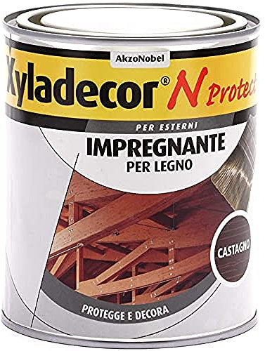 Xyladecor N PROTECT Fondo Impregnante per Legno Esterno a base solvente, Protettivo e Decorativo, Pronto Uso, colore CASTAGNO 750ML, 750 ML