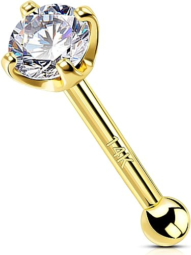 OUFER Kroppspiercing Näsringar 20g Näs Piercingar 14k Massivt Guld L-formad Nässkruv, Rostfritt Stål, Kubisk Zirkon